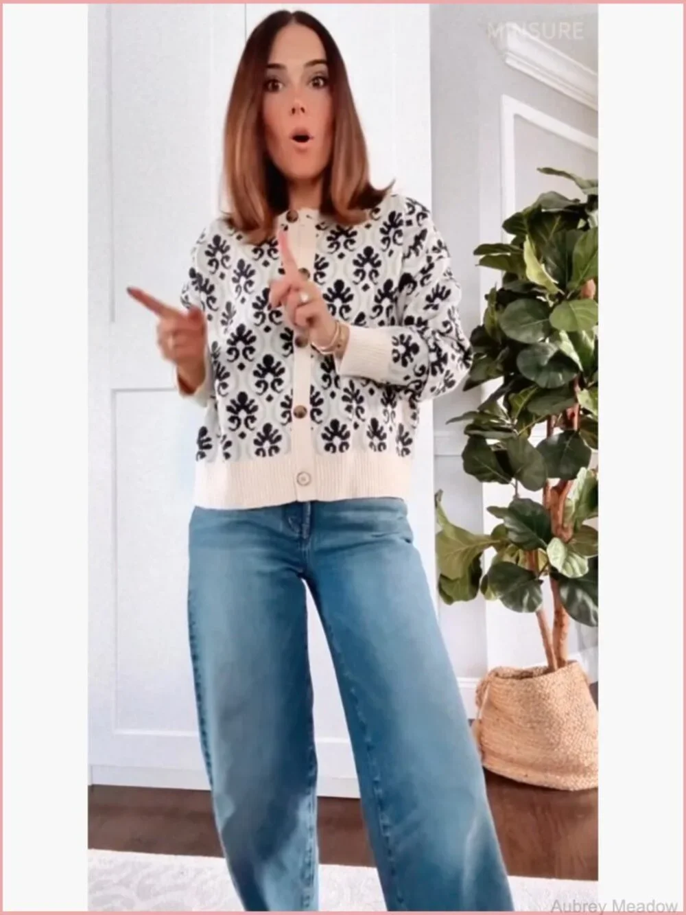 Floral Open Front Cardigan Sweater Long Sleeve Button Down Knit Vintage - Picture 6 of 7